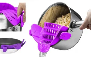 Silicone Colanders Kitchen Clip On Pot Strainer Drainer For Draining Excess Liquid Draining Pasta Vegetable Cookware