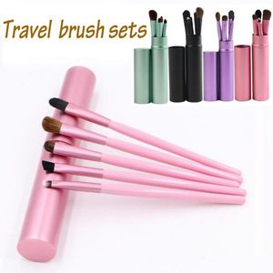 Hot 5pcs Voyage Portable Mini Pinceaux De Maquillage Des Yeux Ensemble pour Fard À Paupières Eyeliner Sourcils Lèvres brues Make Up Brushes kit Outils Professionnels