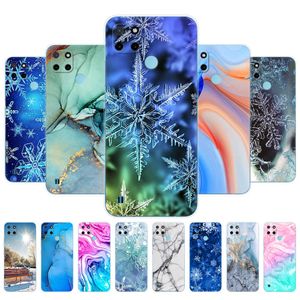 Per Realme C21Y C25Y Custodia Cover posteriore per telefono da 6,5 pollici OPPO 4G RMX3261 Borsa Marmo Fiocco di neve Inverno Natale