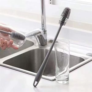 Brosse de nettoyage de tasse en Silicone, épurateur de tasse, nettoyeur de verre, outil de nettoyage de cuisine, poignée longue, bouteille de verre de vin, brosse de nettoyage de tasse en verre