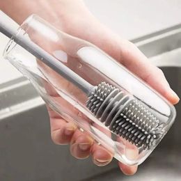 Silicone tasse brosse laitement Bouteille Nettoyage brosse à poignée longue manche en verre nettoyeur en verre de nettoyage de nettoyage brosse de cuisine outils