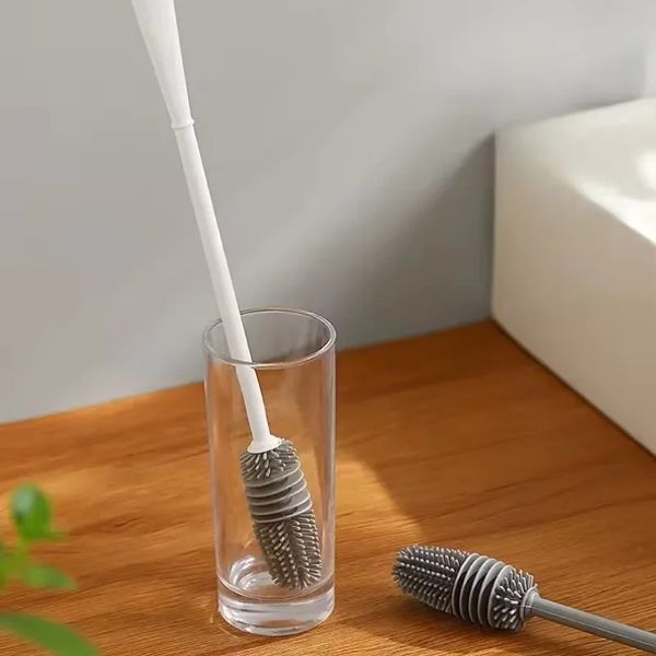 Cepillo de silicona cepillo botella de botella de botella de mango largo botellas de agua taza de vidrio cepillo de lavado herramientas de lavado de cocina