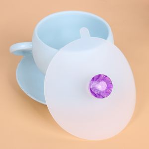 Couvercles de tasse à eau en Silicone | Couvercle de tasse réutilisable en diamant, joints Anti-poussière mat, tasses résistantes à la chaleur, couvercle de verres CG0309