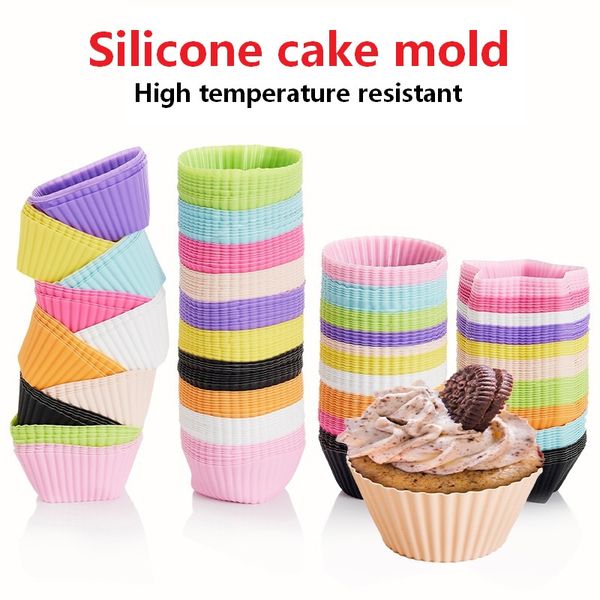 Moldes de silicona para cupcakes Muffin Cup 7 cm Ronda estrella corazón cuadrado postre huevo tarta bandeja Cookie Cake Mold Herramientas para hornear Utensilios de cocina T9I002284