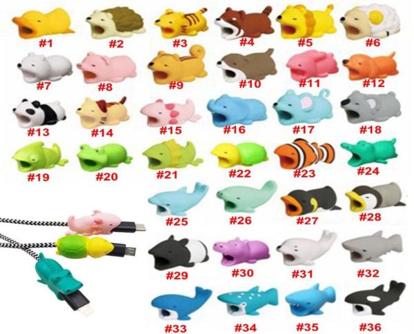 Silicone Mignon Cartoon Animals Mite Cable Protector Cover Organizer Winder Gestion pour le téléphone portable Charge Data Ligne Earpho9454662