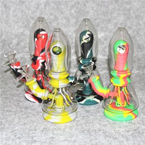 Siliconen Dab Oil Rig Bubbler Rook Hand Tabakpijp Flexibele concentraat Glas Bong Siliconenwaterleidingen