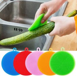 Silicone Dish Bowl Brosses de nettoyage Multifonction 8 couleurs Tampon à récurer Pot Pan Wash Brush Cleaner Cuisine Vaisselle Outil de lavage RRB16639