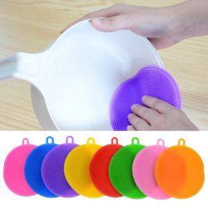 Brosses de nettoyage de bol à vaisselle en Silicone multifonction 8 couleurs tampon à récurer casserole brosse de lavage nettoyant vaisselle de cuisine outil de lavage classique