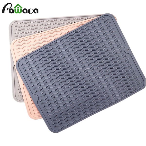 Disque en silicone Tapis de séchage Tapis Épaisseur Résistant à la chaleur Trivet Teinture de plateau Coupe Couches Couasse antidérapante Porte-poêle Table Cuisine Accessoires Y200328