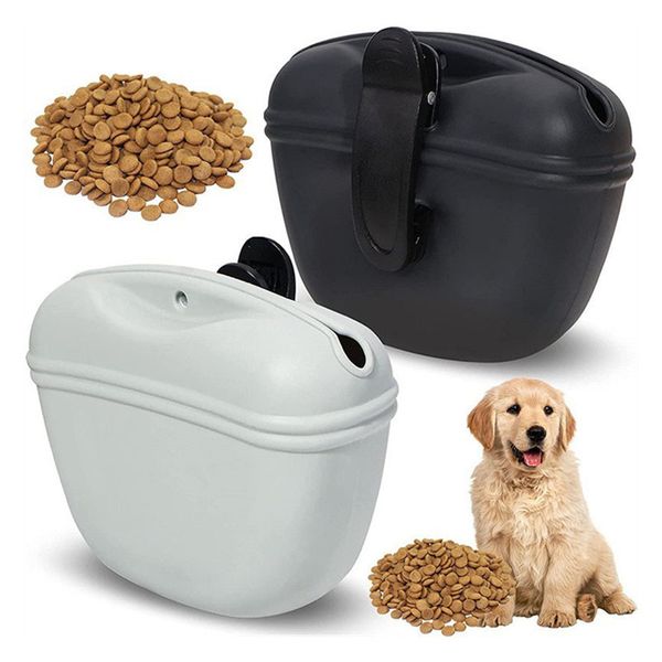 Bolsa de silicona para golosinas para perros, bolsa de entrenamiento para mascotas pequeña, bolsa portátil para golosinas para perros con correa con cierre magnético y clip para la cintura