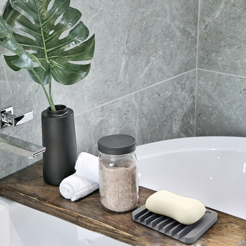 Boîte de savon de drain en silicone cuisine salle de bain antidérapante plateau de lavabo créatif table table de savon punch gratuit.