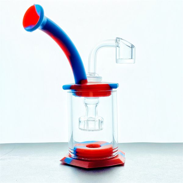 Barboteur Dab Rig en verre de silicone avec disque Perc 14 mm