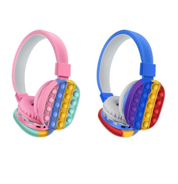 Auriculares de silicona Push Bubble Toys Rainbow montado en la cabeza simple y lindo Bluetooth Auriculares Desecompresión Toy1715899