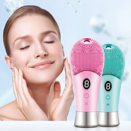 Cepillo de limpieza facial de silicona Dispositivo de limpieza facial eléctrico Masajeador Vibración Cepillos de limpieza de poros profundos