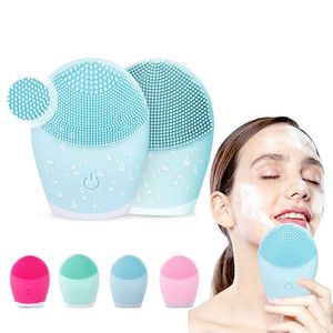 Brosse de nettoyage du visage en silicone, dispositif électrique de nettoyage du visage, masseur du visage, nettoyeur de peau, vibrations soniques, brosses de nettoyage des pores en profondeur 053