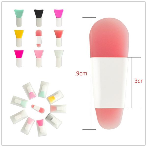 Masque facial en silicone brosse Multicolore Mini-manche courte Masque de boue brosses de maquillage Outils de maquillage et accessoires Libre Ship 500