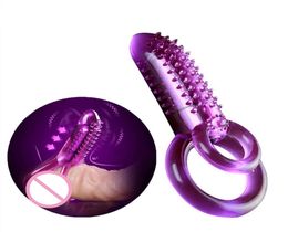 Anneaux de pénis vibrants flexibles en Silicone stimulateur de Clitoris vibrateur Double anneau retarder l'éjaculation anneau coq mâle adulte Sex Toys9773759
