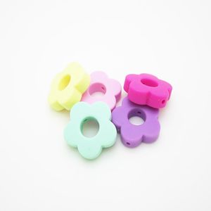 Perles de fleurs en silicone avec trou 27 mm Mini perles de dentition Silicone de qualité alimentaire sans BPA Perles en vrac sensorielles Accessoires de fabrication de bijoux à bricoler soi-même