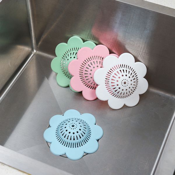 Fleur de silicone évier filtre légumes éviers passoire dans la cuisine Gadget salle de bain cheveux filtres multi couleurs disponibles
