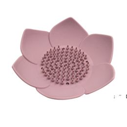 Silicone Flower Soap Gerechten Creatieve Solid Color Soaps Box Draining Home Hotel Draagbare container voor Bath RRA10421