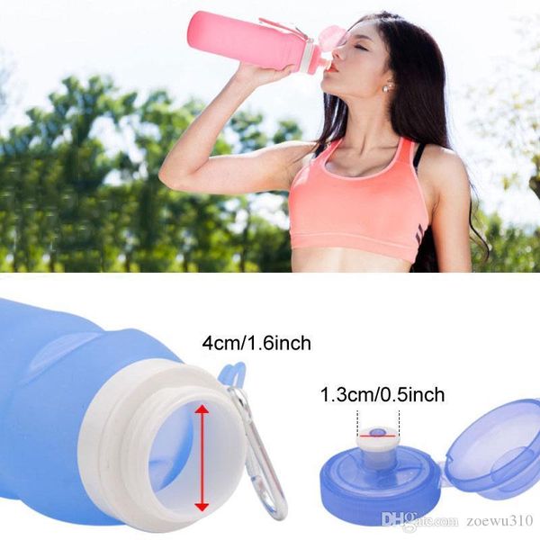 Silicone Pliant Sport Bouteilles D'eau En Plein Air Portable Voyage 600 ML Grande Capacité Tasses Pliantes Creative Bouteille D'eau De Qualité Alimentaire WDH1365 T03