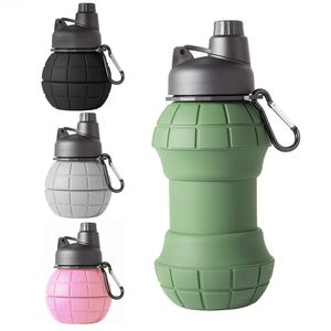 Mosquetón plegable de silicona para botella de agua, taza telescópica de camuflaje portátil para exteriores, hervidor deportivo para montañismo, equipo de Camping de 550ML