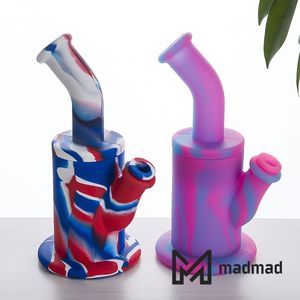Siliconen Food Grade Bong Smoking Hand Pipe 8.4 inches met Down Stem en Glass Bowl Kleine Draagbare DAB Oliereiliging