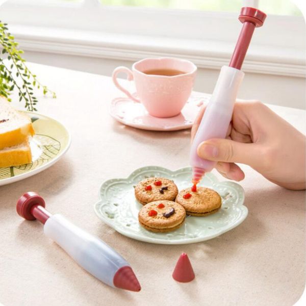 Stylo d'écriture alimentaire en Silicone, stylos à pâtisserie pour gâteaux, biscuits, crème, glaçage, douilles de pâtisserie, outils de décoration de chocolat