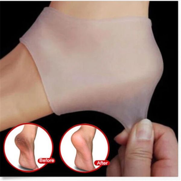 Protector del talón del pie de silicona calcetín transpirable gel gel crujido para la piel del cuerpo del cuidado del cuidado del cuidado de la piel