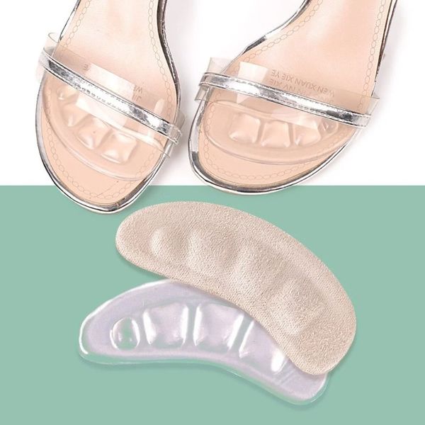 Poussions de gel de l'avant-pied en silicone pour femmes talons hauts inserte les semelles pour sandales sans glissement semelles arrière autocollants