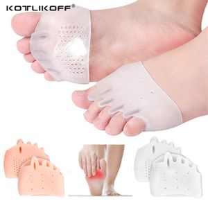 Silicone Forefoot Pads Five-Hole Toe Separator Pain Relief Forefoot Shoes Insoles Hallux Valgus Corrector Gel Pads Foot Care
