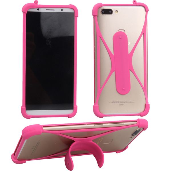 Cadre en silicone Cas de téléphone avec support tactile pour étui de protection Housse de protection pour téléphone portable Housse en caoutchouc Housse de protection universelle pour téléphone