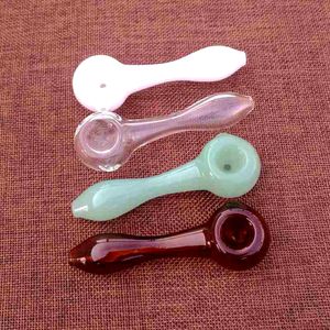 Vente en gros 4 pouces Pipes Accessoires pour fumer Narguilé Tabac Cuillère Coloré Mini Pipe En Verre Petites Pipes À Main Pour Brûleur À Huile Dab Verre Bongs D'eau