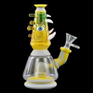 Siliconen glazen waterpijppakjes oliebubbler dabber rigs perc systeem kleur oogontwerpstijl water rookpijpen apparaat groothandel