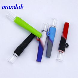 Silicone verre fumer herbe tuyau un frappeur pirogue tuyaux tabac Cigarette main cuillère brûleur à mazout fumée accessoires