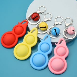 Porte-clés cloches de protection en silicone, Push Bubble, fossettes simples, chaînes Pop It, jouets, breloques de sac, pendentifs sensoriels, anti-stress, accessoires