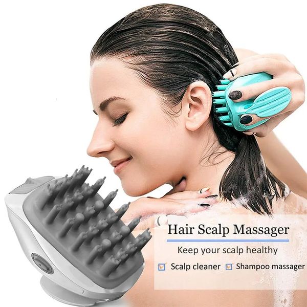 Silicone Hair Electric Swep Massage Shampooing Brush Brush Head Massage peigt Retirez la peluche nettoyage en profondeur XJ 240507