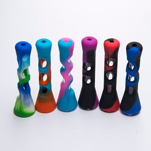 Tuyau à main en silicone avec tube en verre à l'intérieur du tuyau à fumer en silicone Narguilé Bongs huile de silicium dab rigs avec tube en verre 545