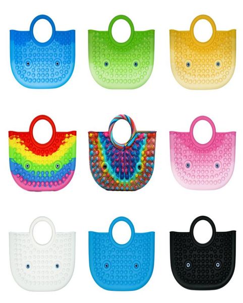 Bolsos de silicona Bolsos grandes de burbujas de burbujas Bolso de goma para niños Juguetes para adultos Novedas sensoriales Rainbow Gradiente Puzzle G83BGCW7672989