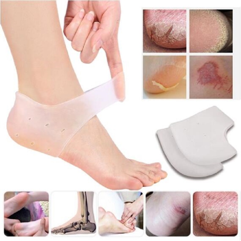 Silicone Heel Gel Pad Silicone idratante Calzini Heel Socks Cracked Foot Cura della pelle Protezioni Anti Cracking Tacchi alti Calzini Gel Care Tool