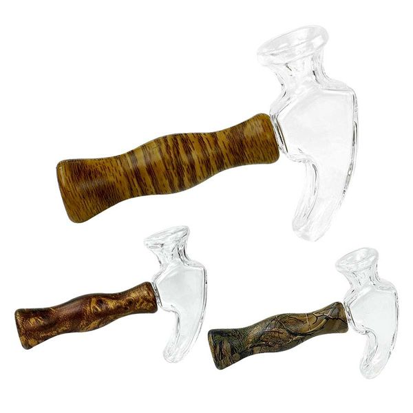 Martillo de vidrio pipa de mano humo Hookah cubilete bong pipas para fumar patrón de color fijo único portátil dab rig al por mayor