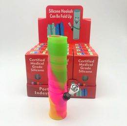 Silicone Narguilé Bong Pipe À Eau Coloré Certifié Silicones De Qualité Médicale Portable Indestructible Shisha Fumer Bongs Dab Rig Lavable Pliable