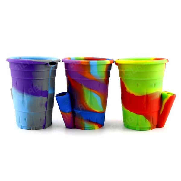 Silicone narguilés tasse bong Camouflage avec de nombreuses couleurs tuyau de silicone d'eau Dab Rig avec bol en verre fumer de l'huile de tabac