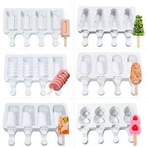 Siliconen ijsvorm 4 holes Popsicle Cube Maker Mold Chocolate Tray Keukengadgets Dineer Bar Home Garden Bakgereedschap