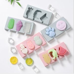 Moule à crème glacée en silicone avec couvercle en forme d'animaux, fabricant de gelée pour moules à sucettes glacées, plateau à glaçons pour décoration de bar à bonbons GD341