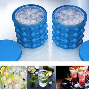 Silicone Ice Cube Maker Ice Mold Tray Round Draagbare emmer wijnkoeler bierkast keukengereedschap drinken whisky bevriezen 220509