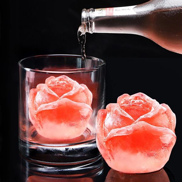 herramientas Molde de hielo de silicona Máquina para hacer cubitos de hielo Molde para mousse de chocolate Molde para jabón DIY Whisky Hockey sobre hielo Café Jugo Decoración para pasteles 3D RoseBear