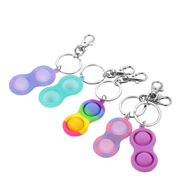 Silicona Infinito Llaveros Cadenas Empuje Popit Burbuja Sensorial Juguete Adulto Niños Autismo Squishy Stress Reliever Juguetes Pop it Bag Charms Coche Llaveros Accesorios