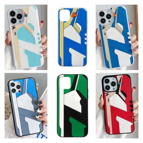 Funda de silicona para iphone Fundas de teléfono de diseñador de lujo para iphone 14 pro max 13 12Mini 11 X XR XSMax 7 8 3D Cóncavo Zapatos deportivos lindos Fundas para teléfonos móviles Cubierta mixta al por mayor