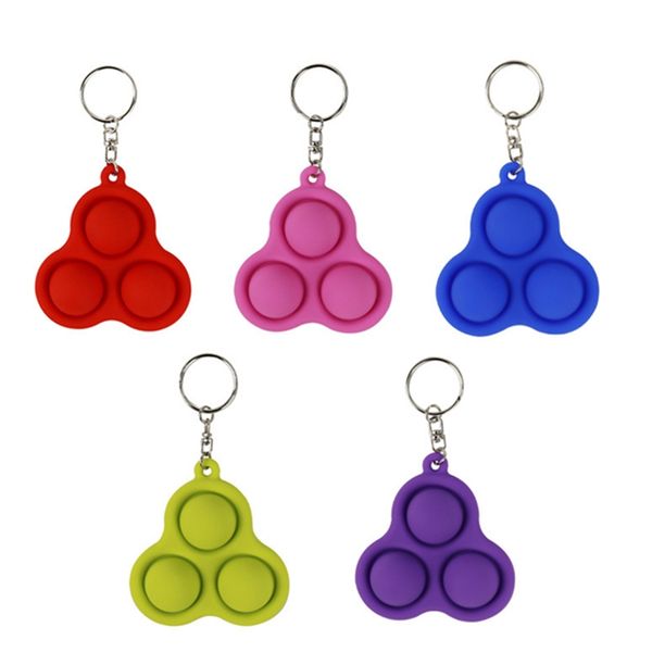 Porte-clés en silicone Bague Triangle Pop It Fidget Jouet Sensoriel Push Bubble Anxiété Soulagement du stress Sac Charme Pendentifs Porte-clés Porte-clés